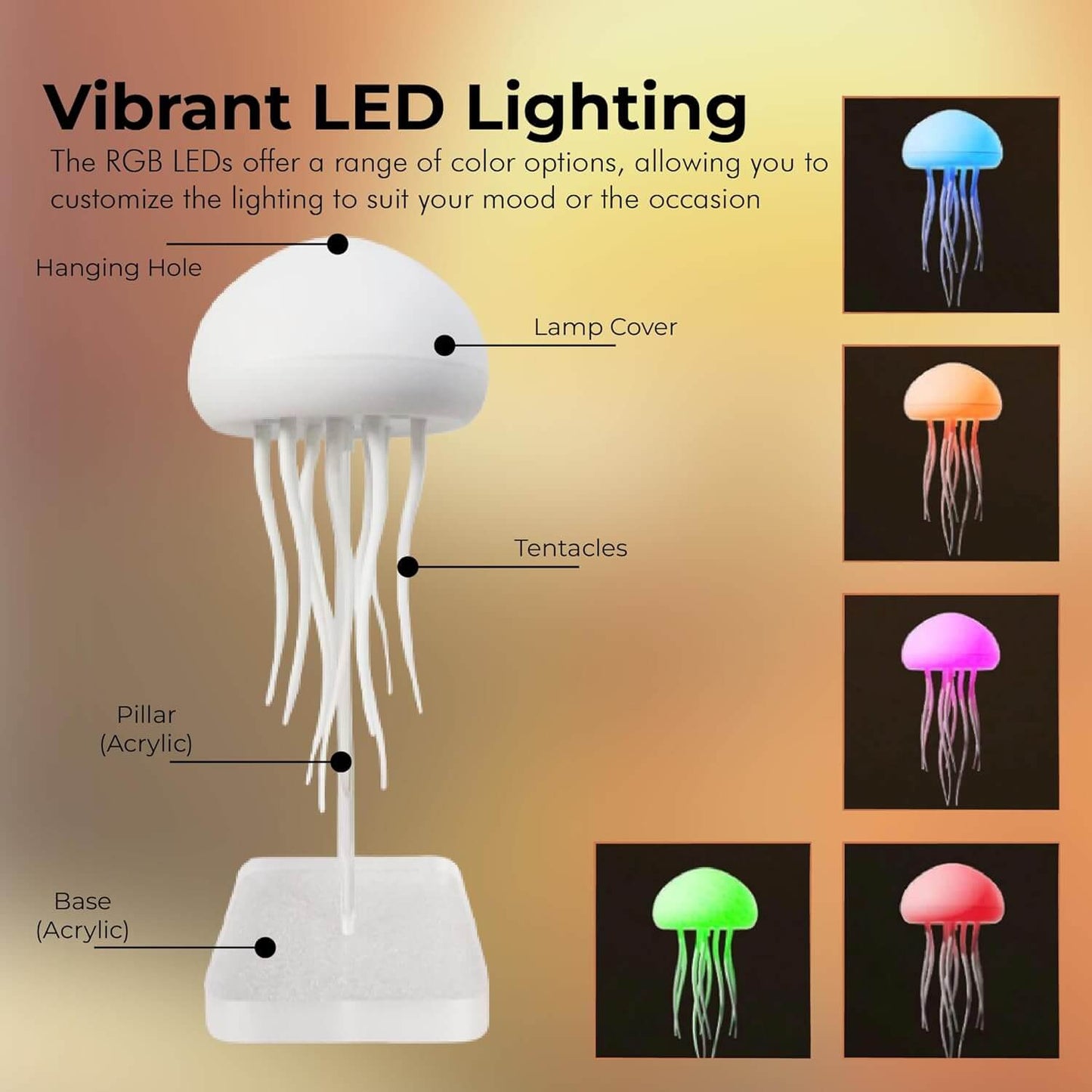 Jellyfish Lamp | Voice-Activated Jellyfish Night Light for Sleep