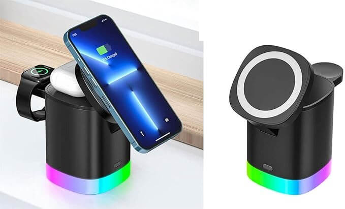 white minimalist wireless charger of apple with 15w fast charging support