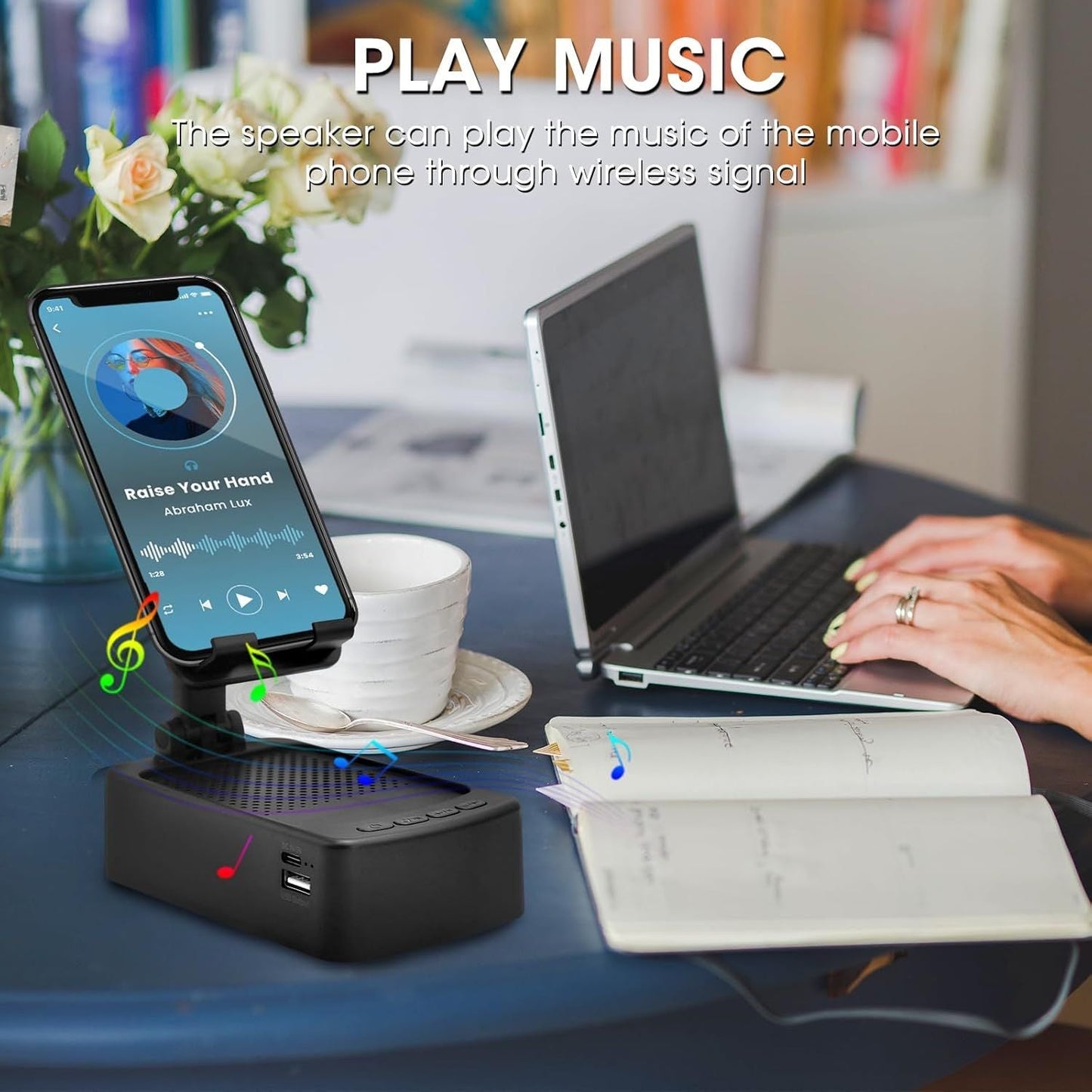 portable HD bluetooth speaker for desk with phone stand UAE