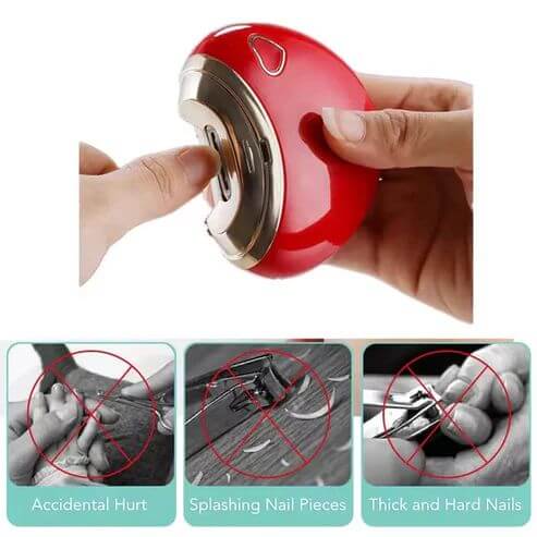 6-in-1 electric nail clipper with color coded grinding heads for babies