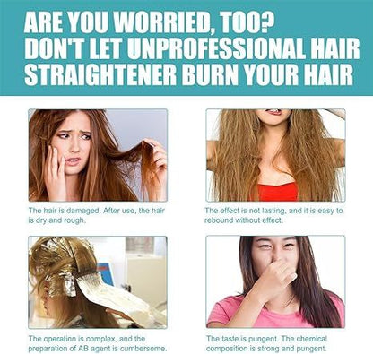 at home hair straightening treatment with built-in brush application