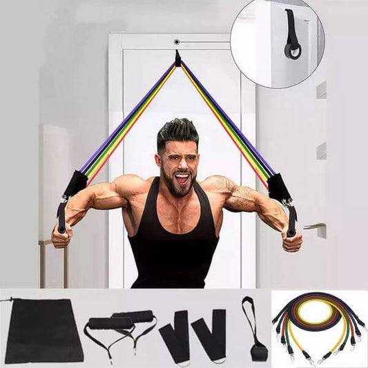 11 piece resistance bands set with handles and door anchor for home gym