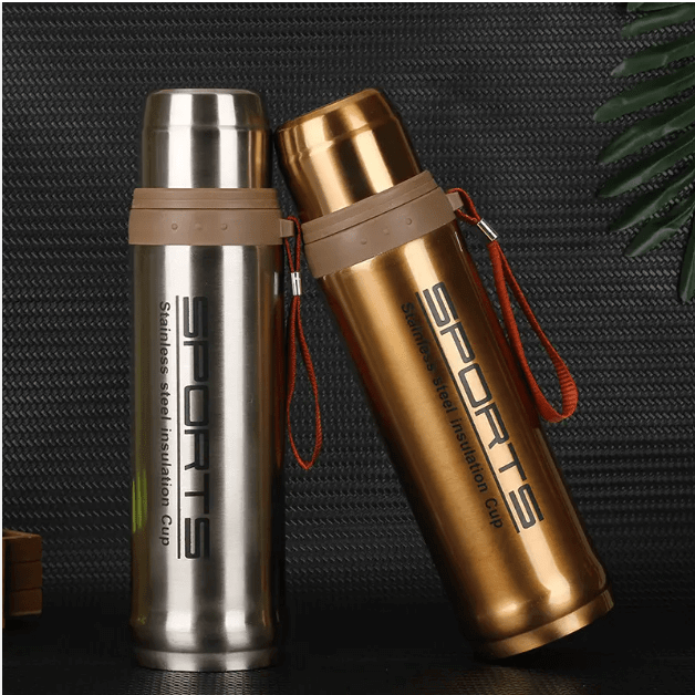 double-wall insulated thermos water bottle with silicone leak-proof seal