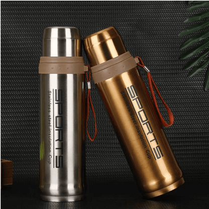 double-wall insulated thermos water bottle with silicone leak-proof seal