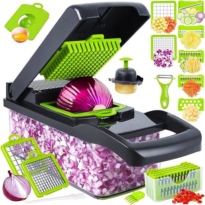 14-in-1 multifunctional vegetable chopper with 420 stainless steel blades