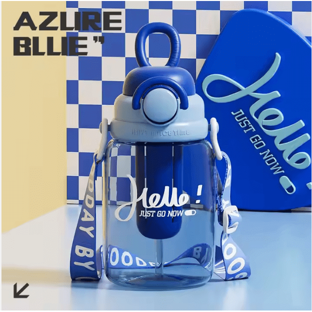 aesthetic reusable water bottle transparent with hydration markings Dubai