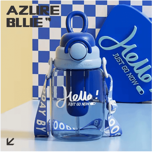 aesthetic reusable water bottle transparent with hydration markings Dubai